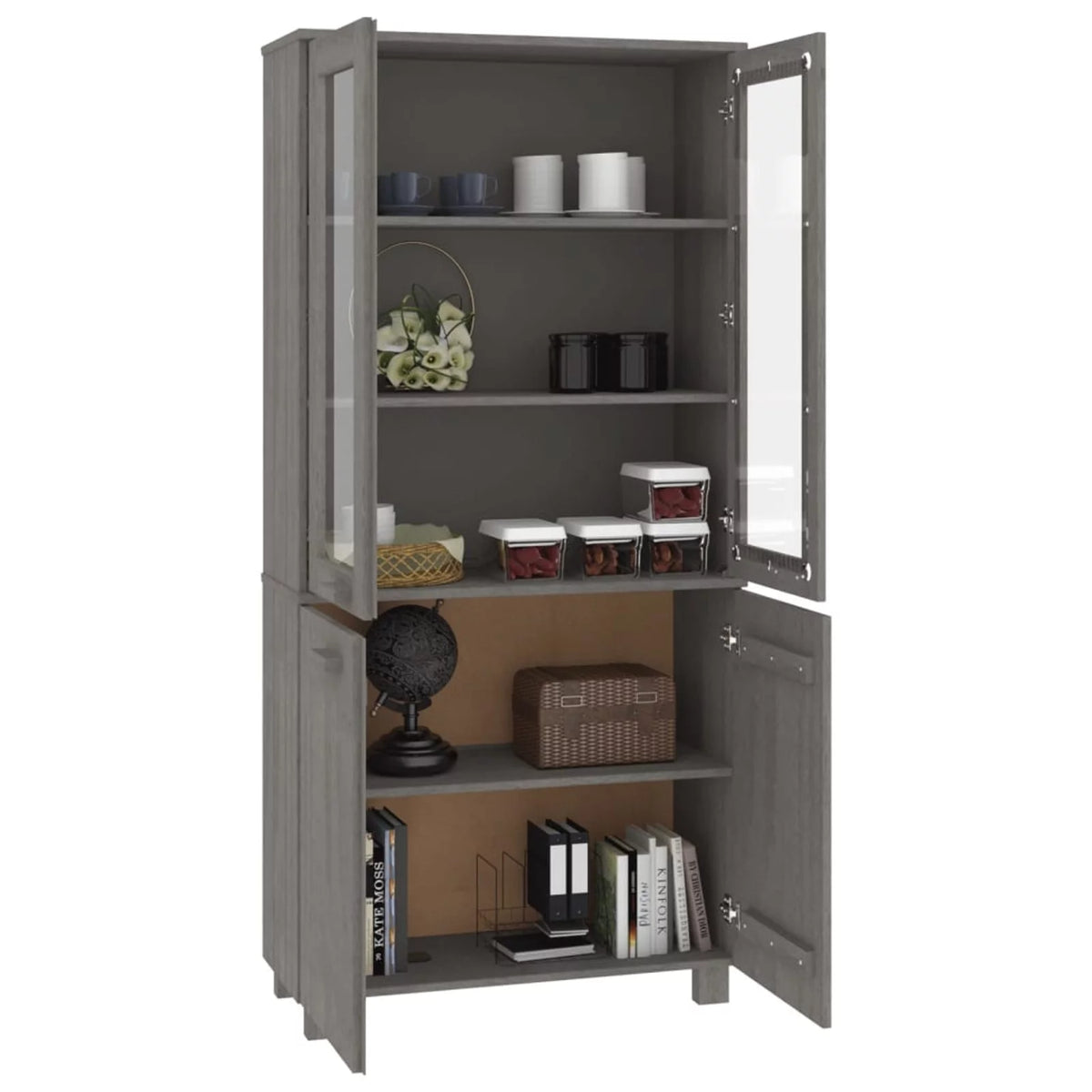 Solid Wood Pine Gray Highboard Y51544